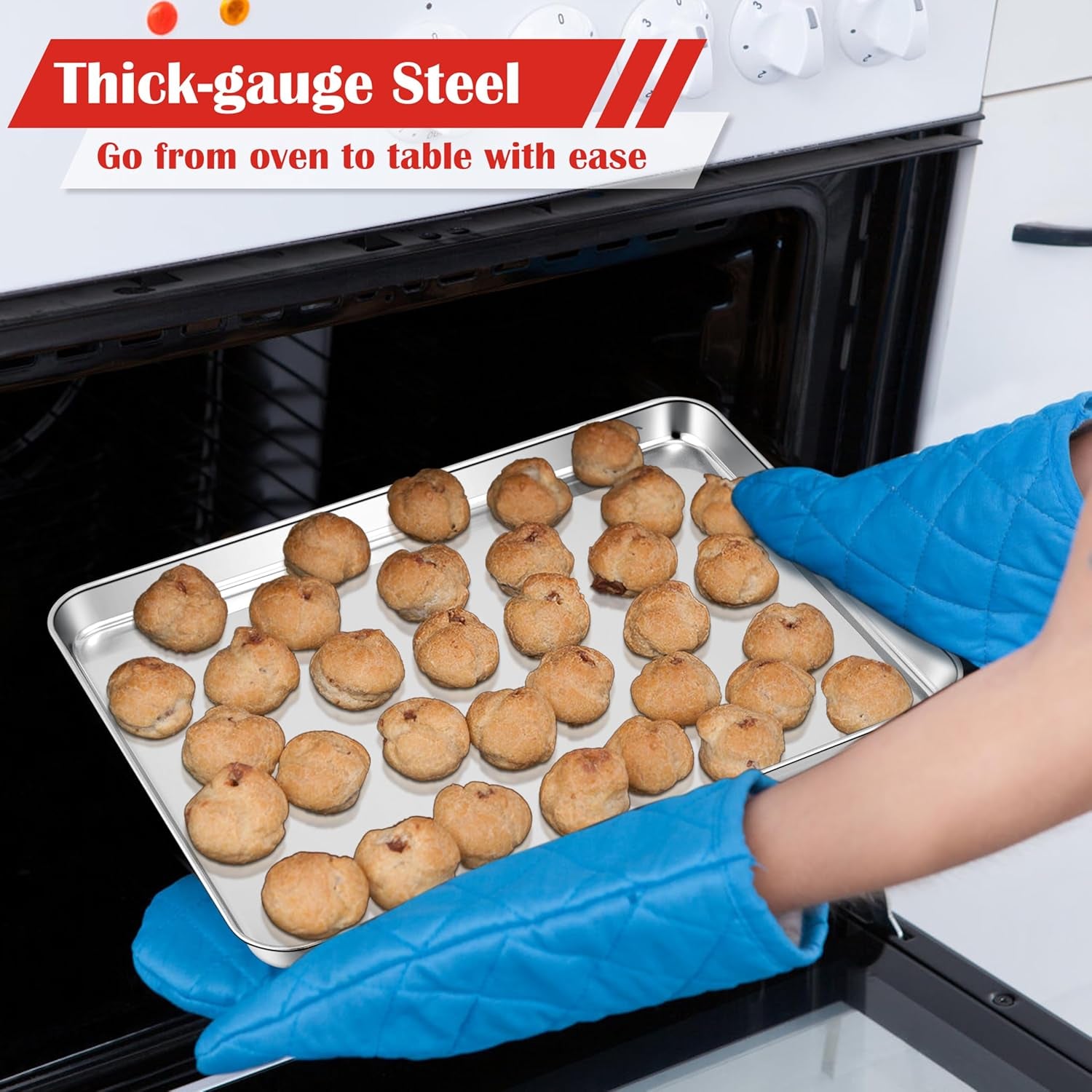 18”X13” Stainless Steel Baking Sheet Pan, Healthy & Rust Free, Mirror Finish & Dishwasher Safe, 1 Pack