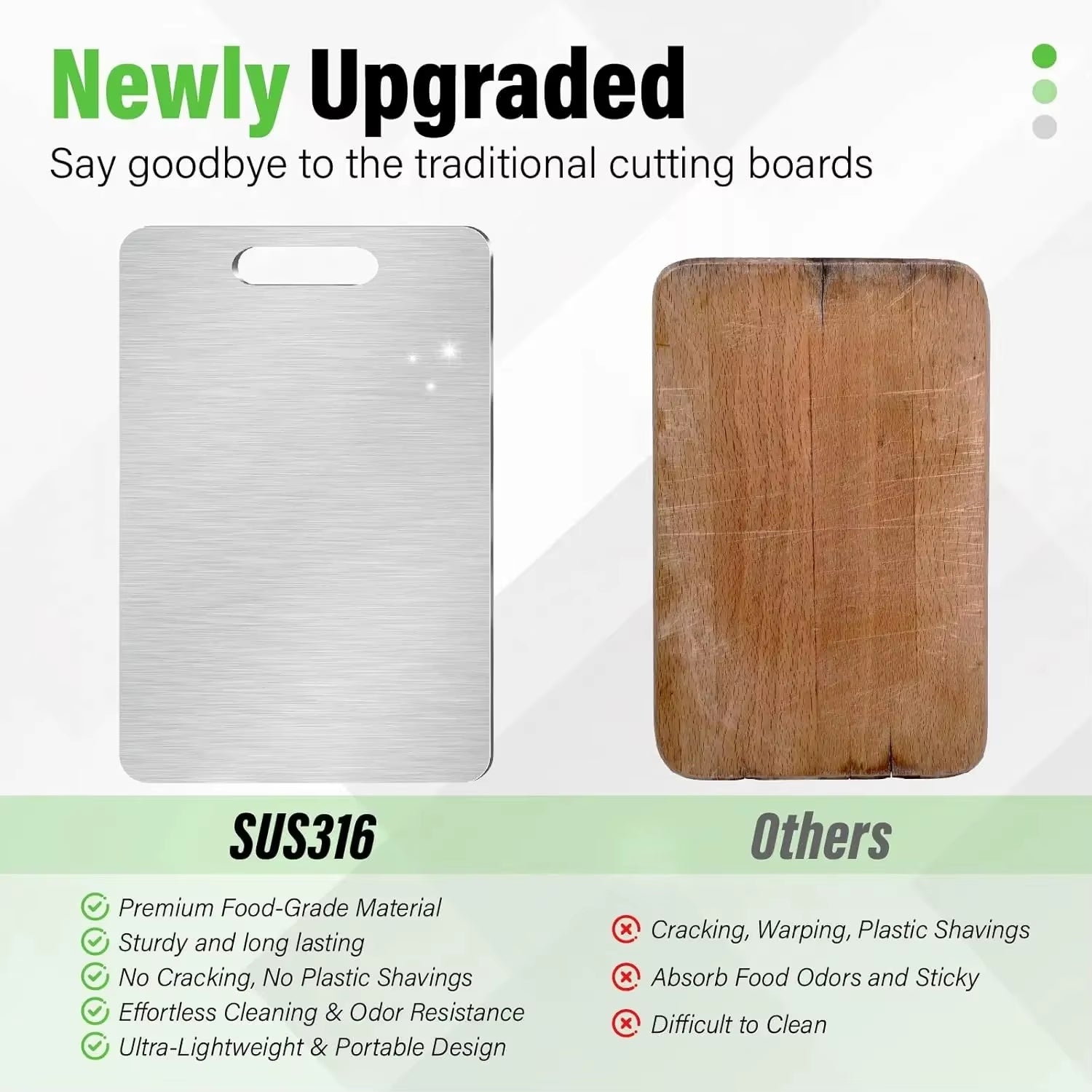 Stainless Steel Panel and Chopping Board Kitchen Household Thickened Double Sided Cutting Board Block Kneading Dough Board