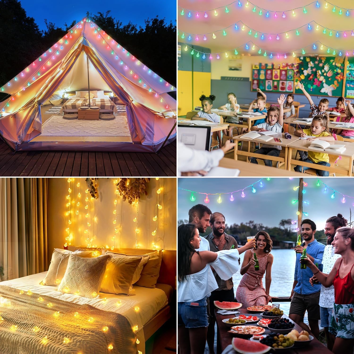 Color Changing Indoor String Light USB Plug, 16.5Ft 50 Leds Crystal Globe Fairy Lights