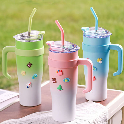 Elegant Glass Water Bottle with Straw and Easy-Grip Handle