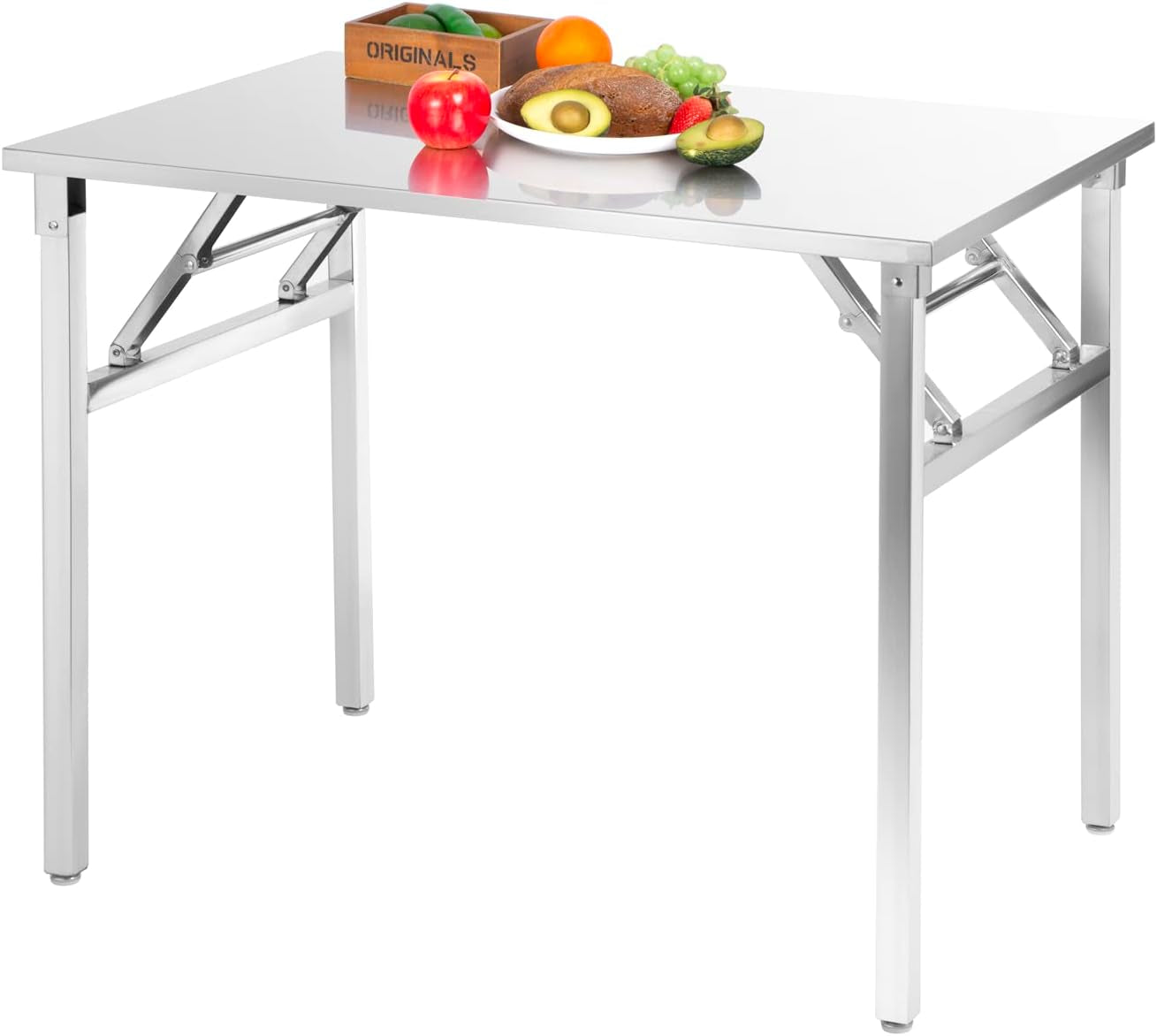 36" X 24" Small Stainless Steel Folding Table, Portable Camp Picnic Party Dining Table No Assembly