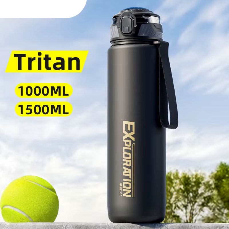 Gradient Color Water Gym Bottle Outdoor Portable Leak-Proof with Capacity Marker 1000ML