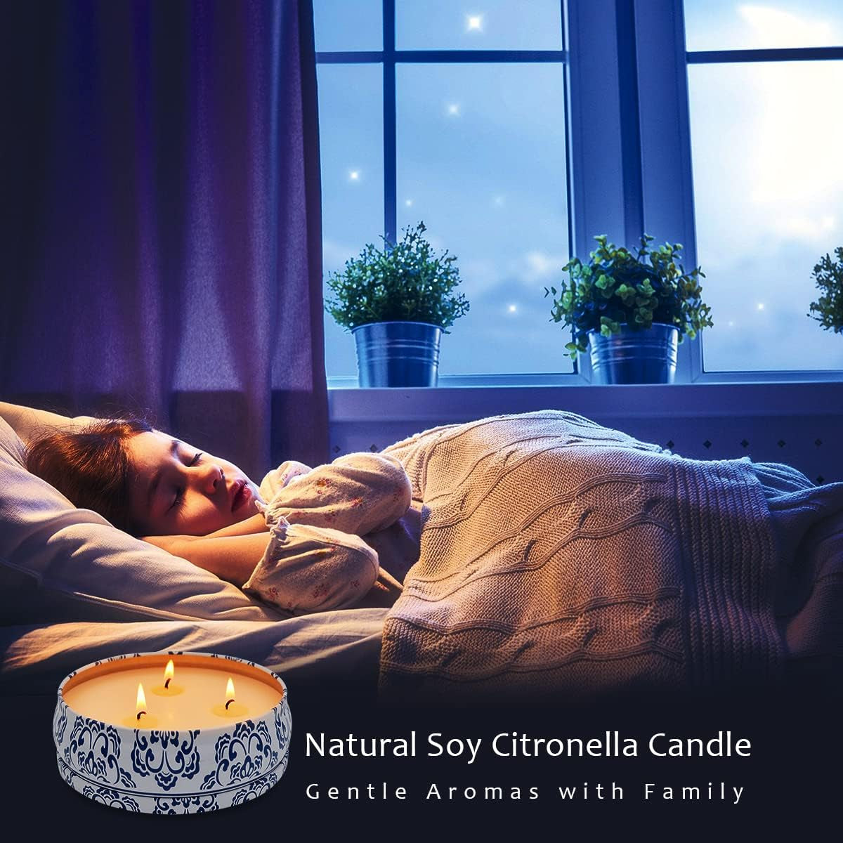 13.5Oz 3-Wick Soy Wax Large Citronella Candles Outdoor and Indoor