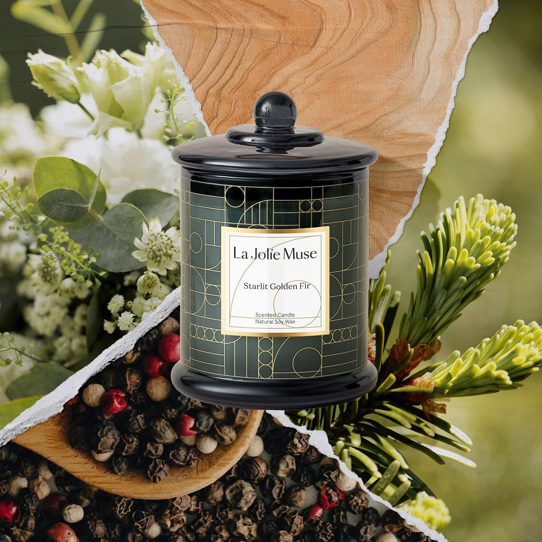 Christmas Candle, Cedarwood & Cypress Holiday Gifts, 75 Hours Long Burning, Natural Soy Candle Gift, Fancy Jar Decorative