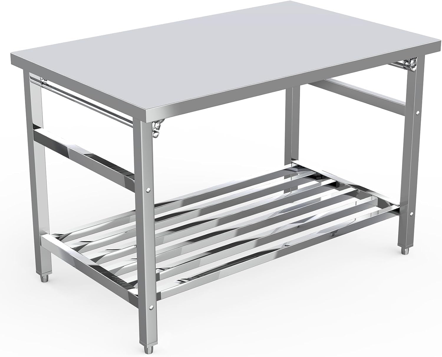 48 X 30 Inch Stainless Steel Heavy-Duty Folding Table with Undershelf for Prep & Work, NSF Certified