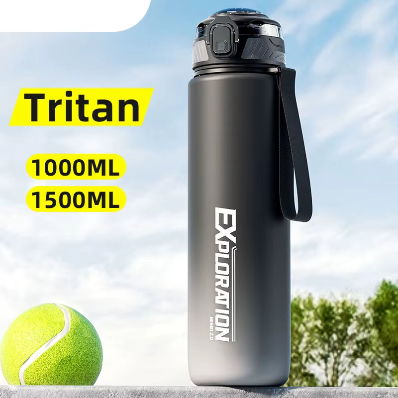 Gradient Color Water Gym Bottle Outdoor Portable Leak-Proof with Capacity Marker 1000ML
