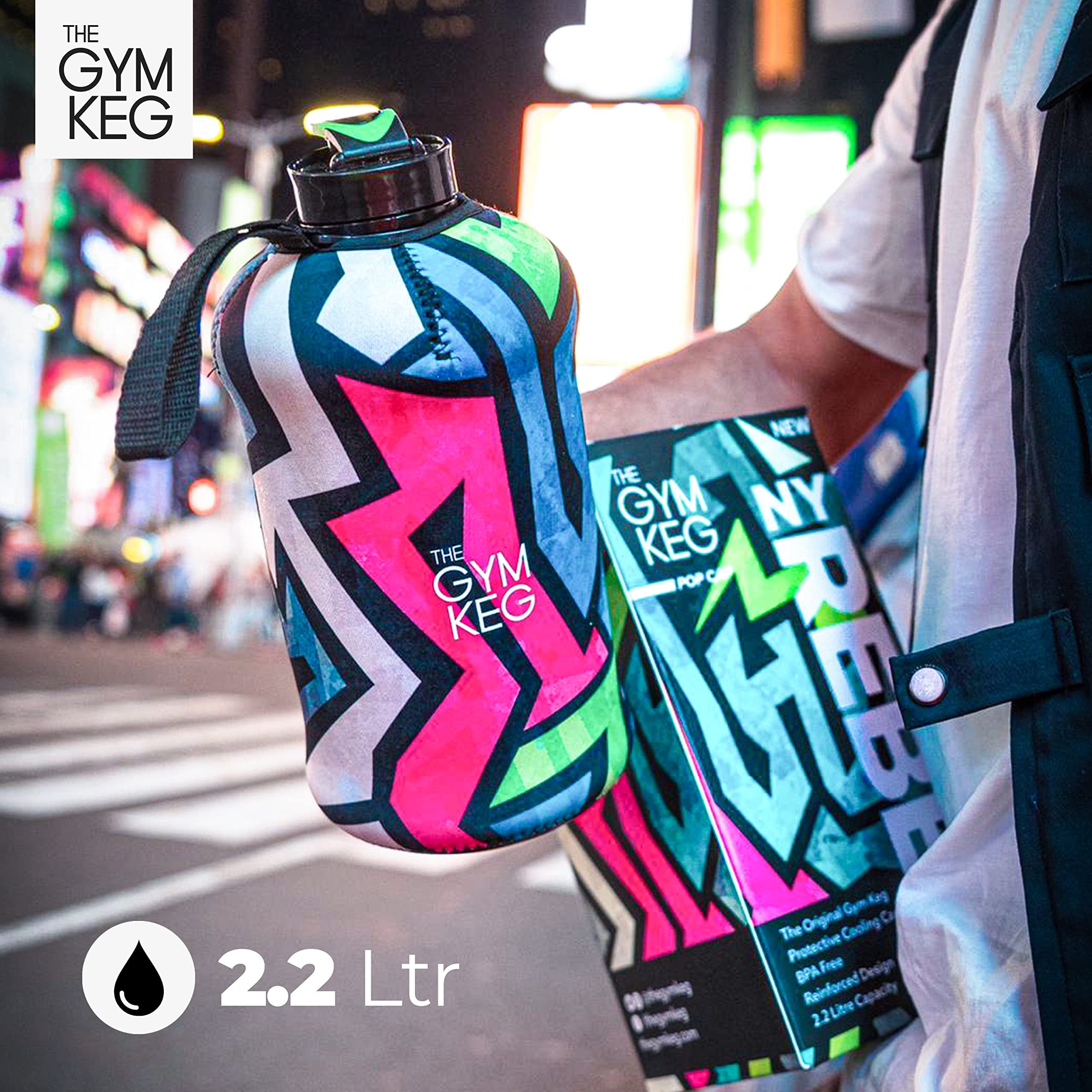  2.2 L Sports Water Bottle Insulated Half Gallon Carry Handle Big Water