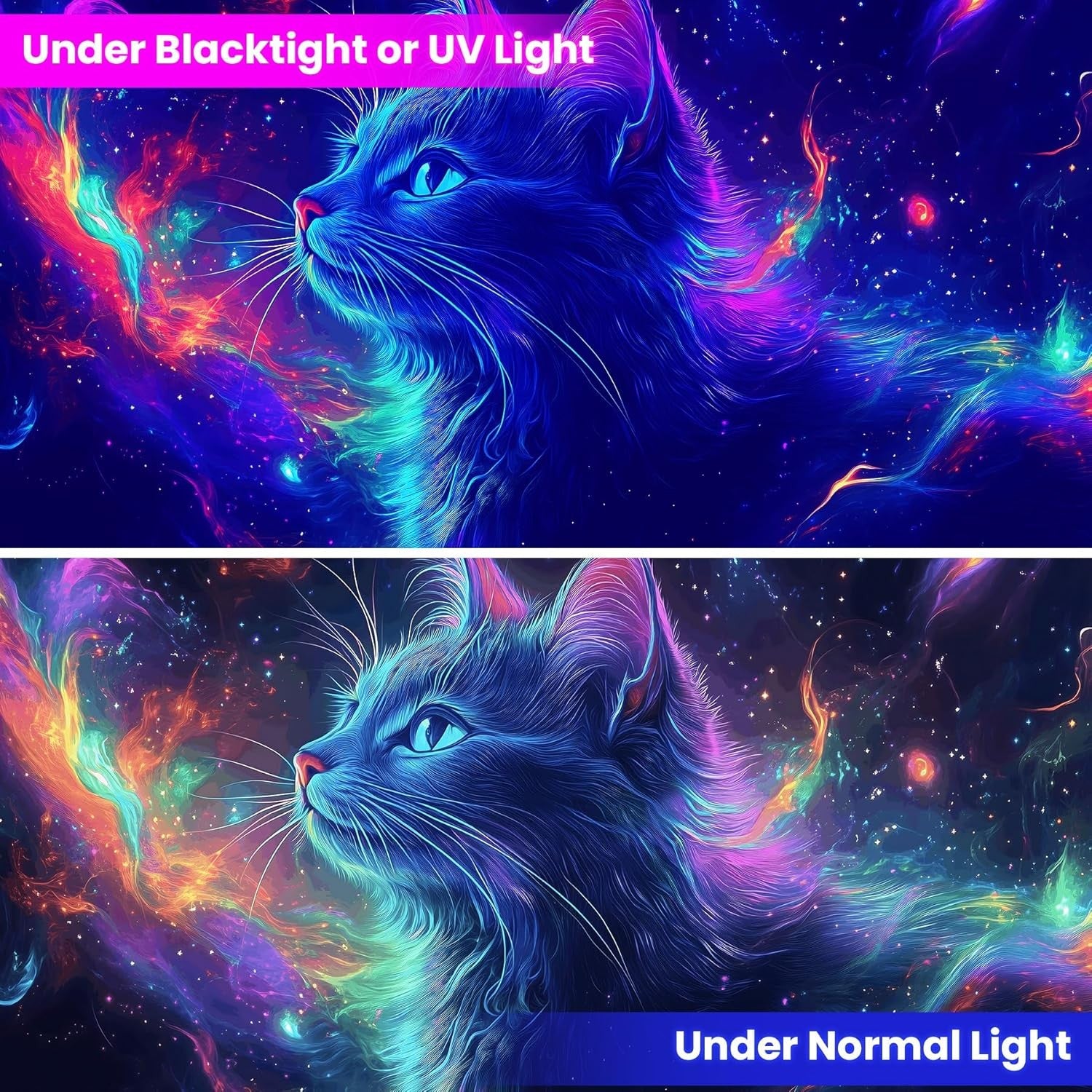 UV Reactive Cat Tapestry – Glow in the Dark Blacklight