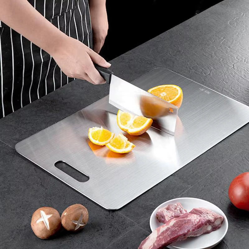 Kitchen Cutting Board Double-Sided Thicken Chopping Board Stainless Steel Food Grade Meat Fruits Vegetables Board