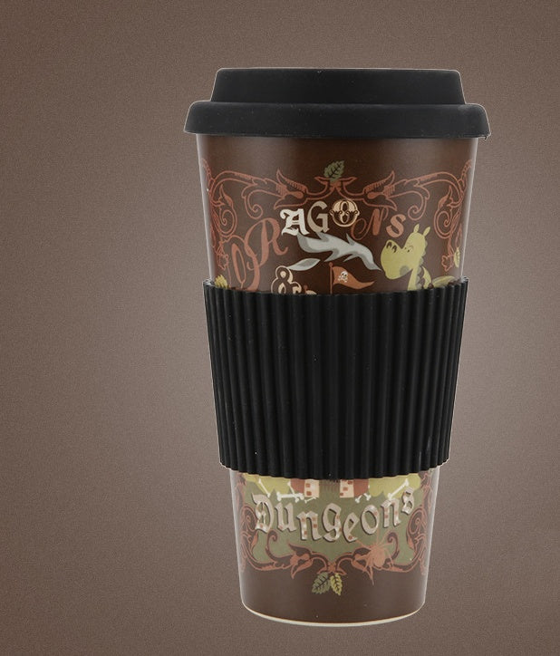 Set of Colorful Bamboo Coffee Cups with Silicone Lids and Grip Sleeves