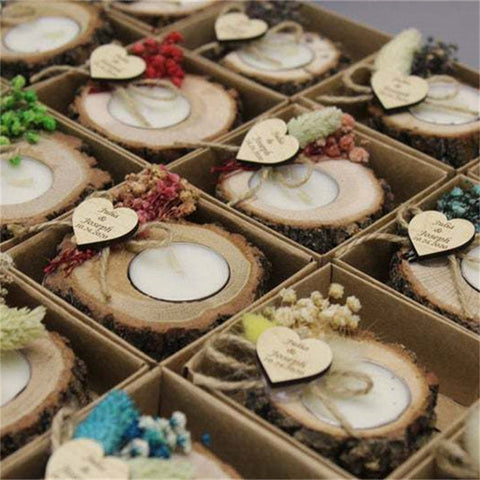 Rustic Wood Slice Tea Light Holder