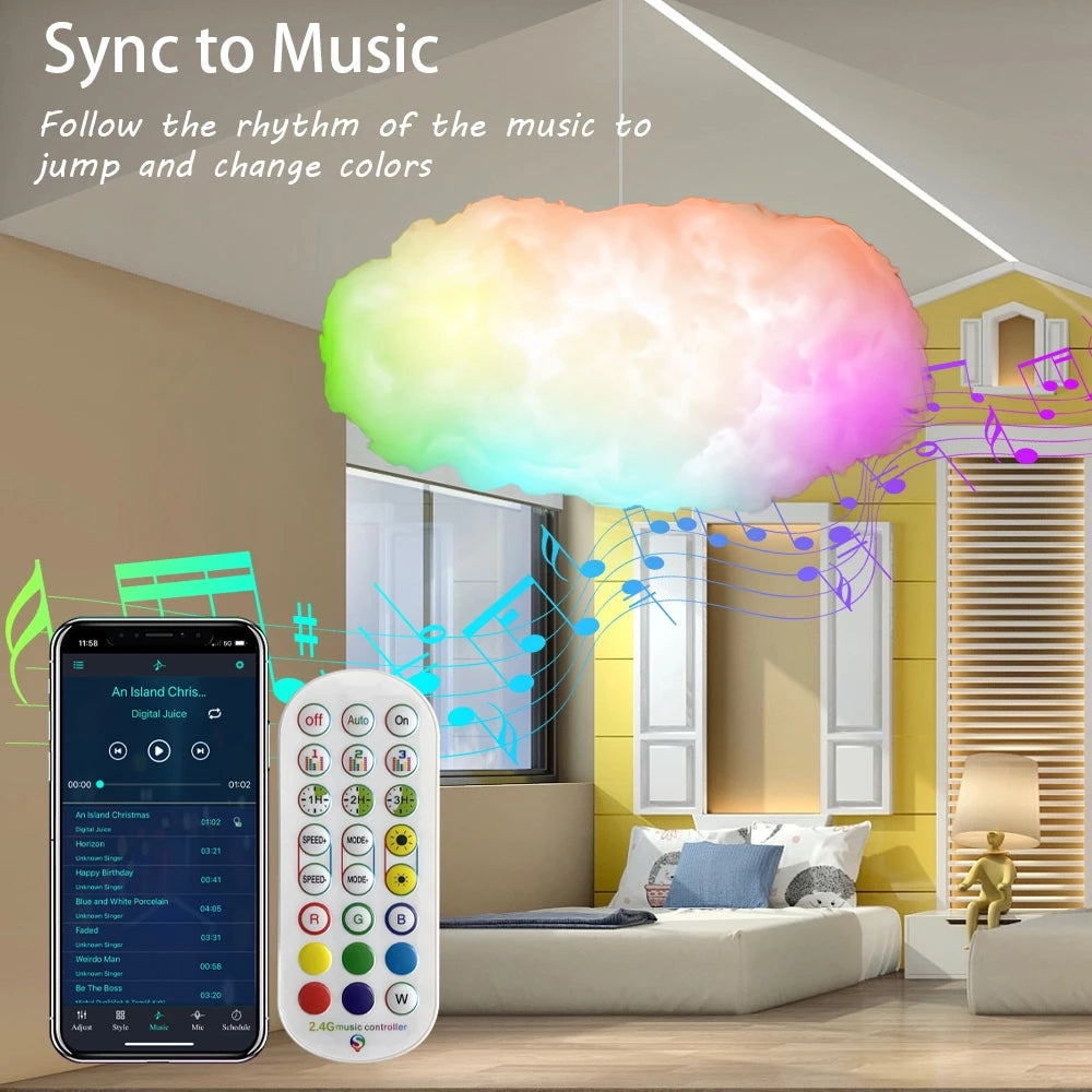 USB Cloud Light APP Control Music Synchronization 3D RGBIC Ambient Light Lightning Simulation Clouds 
