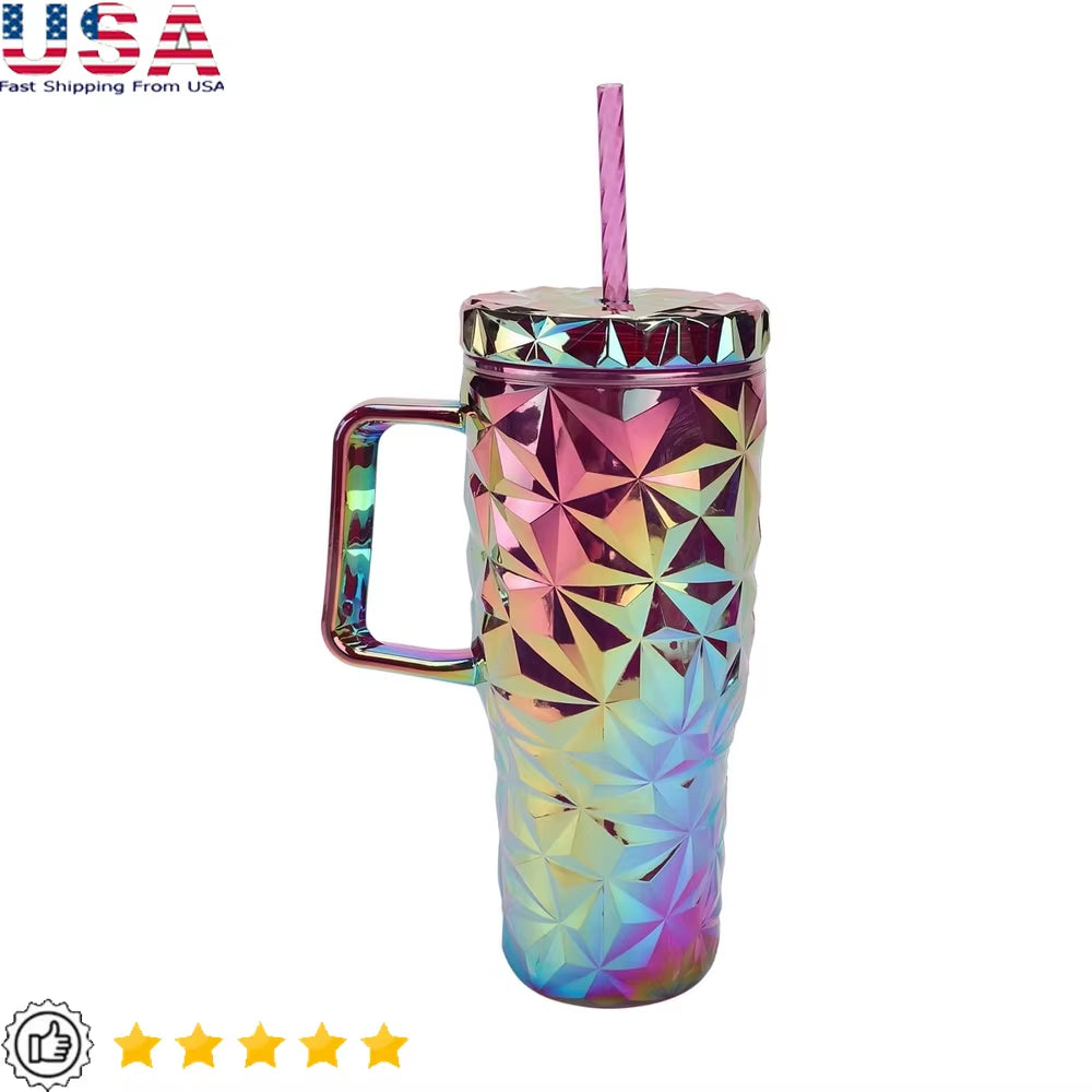 30 oz. Textured Tumbler with Handle Double-Wall Insulation and Spill-Resistant