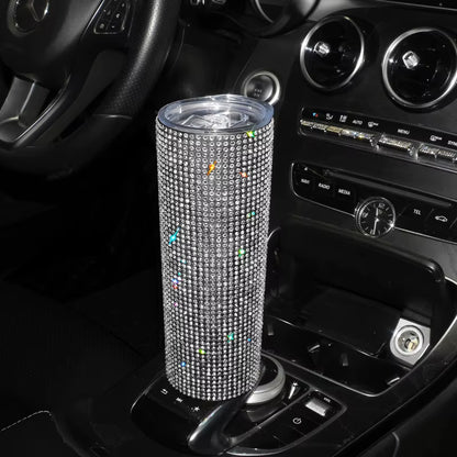 20 oz. Sparkling Diamond Stainless Steel Tumbler Cup with Lid and Straw