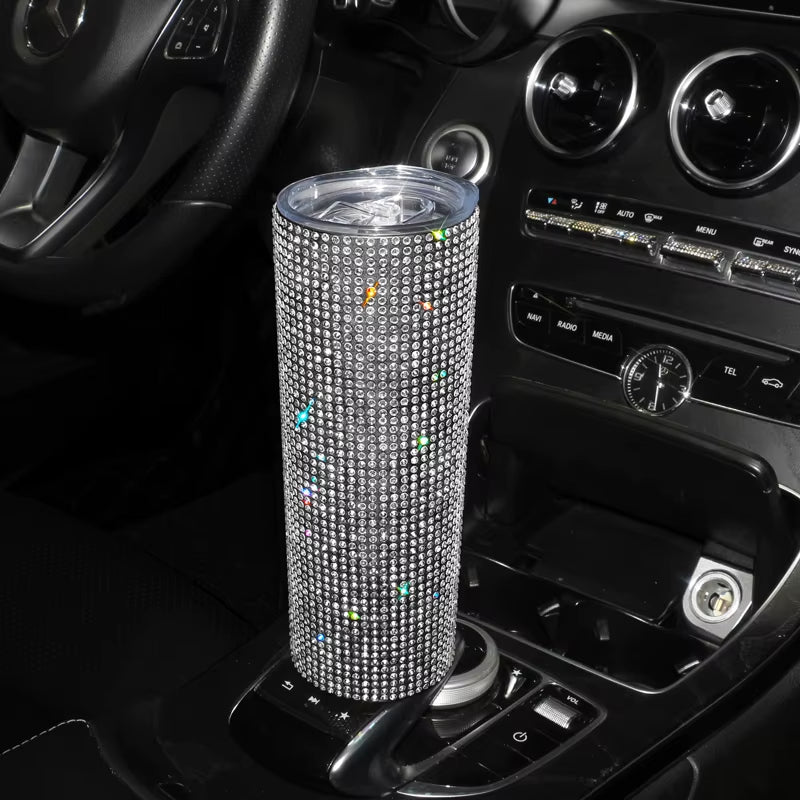 20 oz. Sparkling Diamond Stainless Steel Tumbler Cup with Lid and Straw