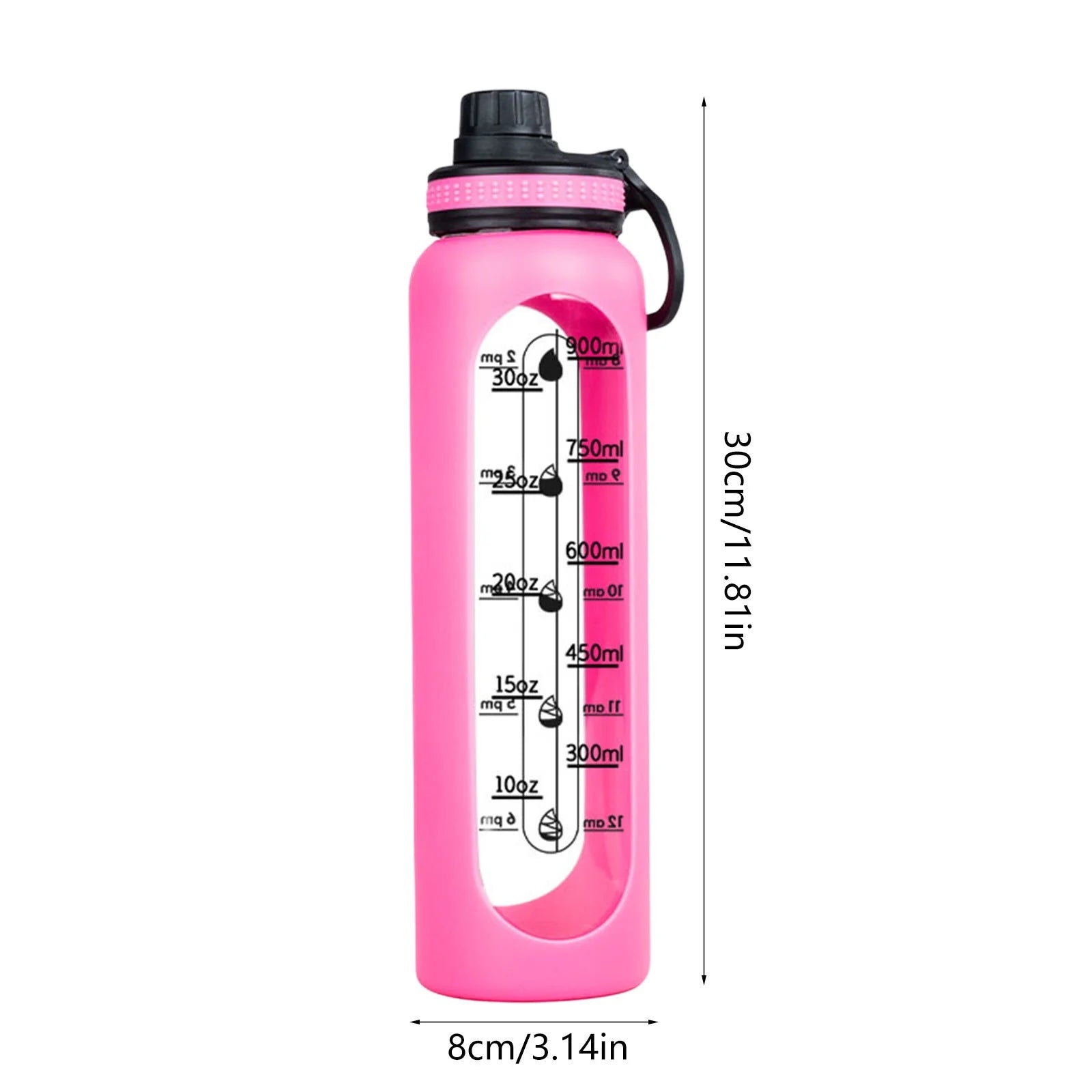 30Oz/800ML Glass Water Bottle, BPA-Free, Reusable Wide Mouth Large