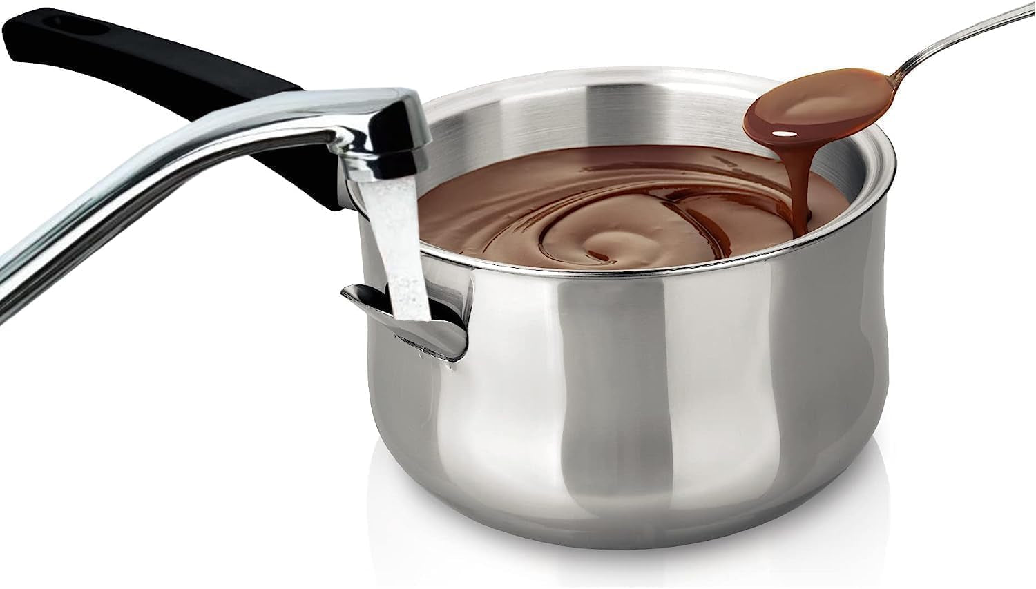 1.05 Qt Stainless Steel Double Boiler Pot, All-In-One Design with Built-In Water Chamber, Easy to Clean 