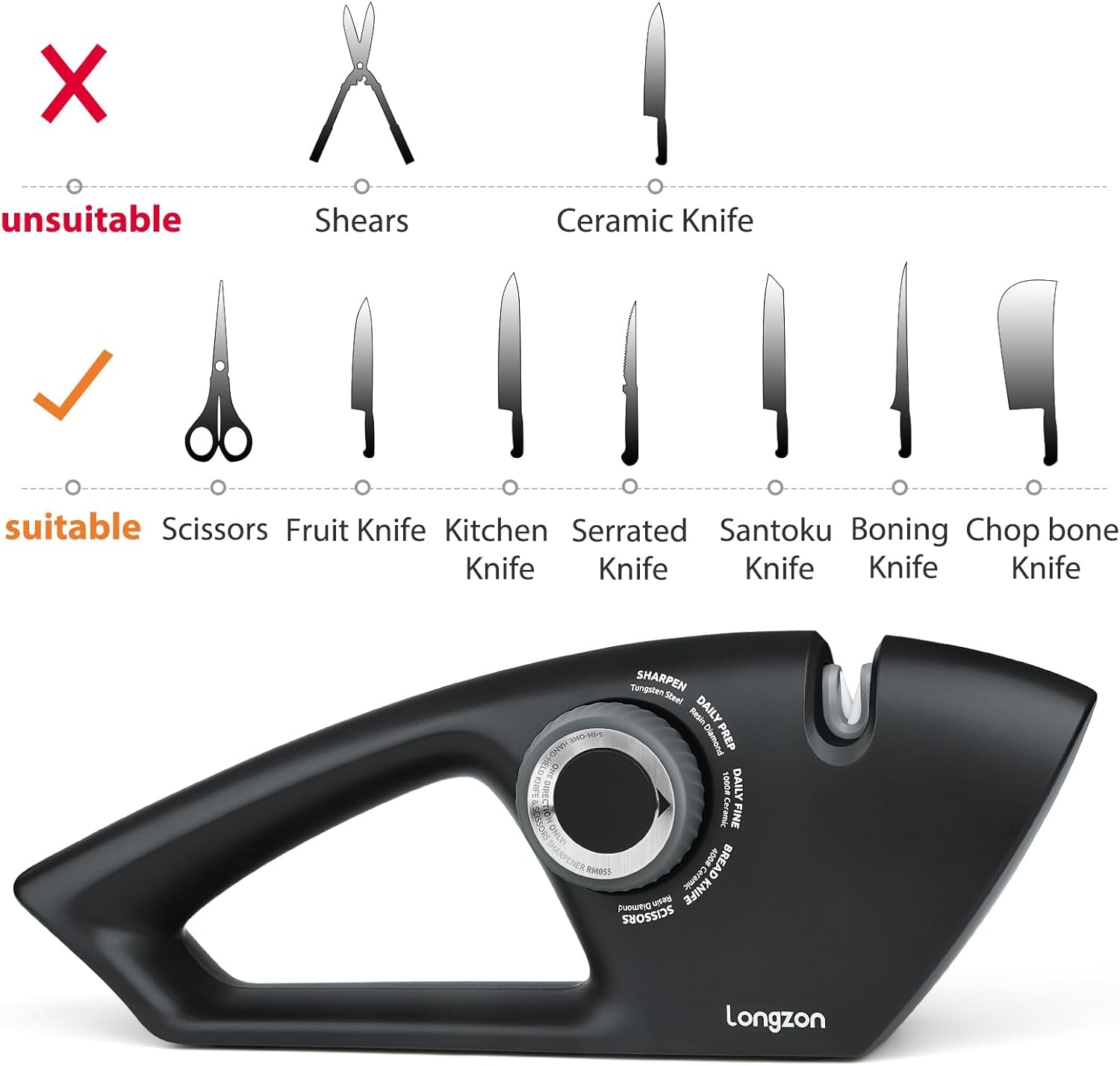 5-In-1 Knife Sharpener 5 Stage with a Pair of Cut-Resistant Glove, Original Premium Polish Blades