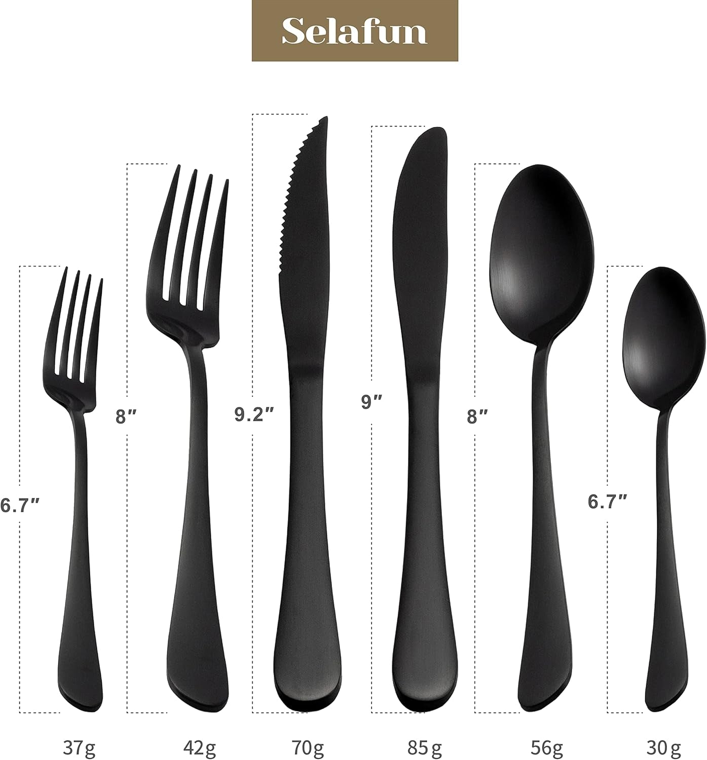 24-Piece Matte Black Flatware Set – Stainless Steel Cutlery for 4