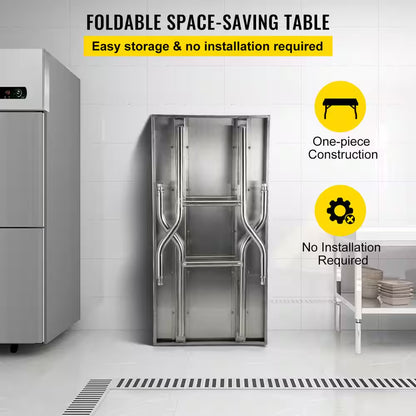 Commercial Worktable Workstation 48 X 24 In. Double-Shelf Stainless Steel Kitchen Utility Table