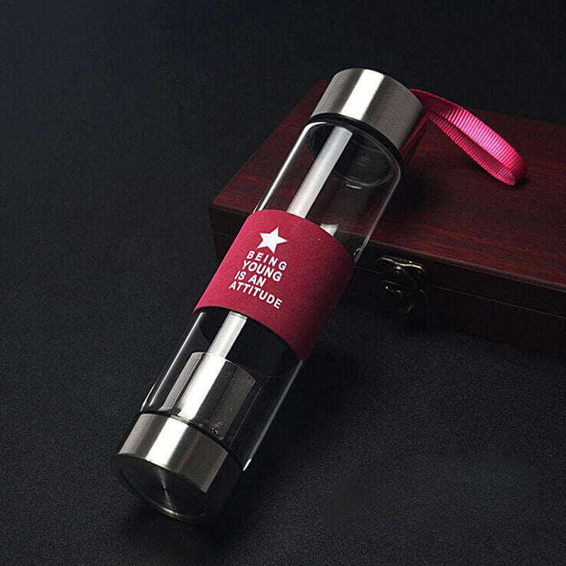 Stylish 450ml Glass Infuser Water Bottle