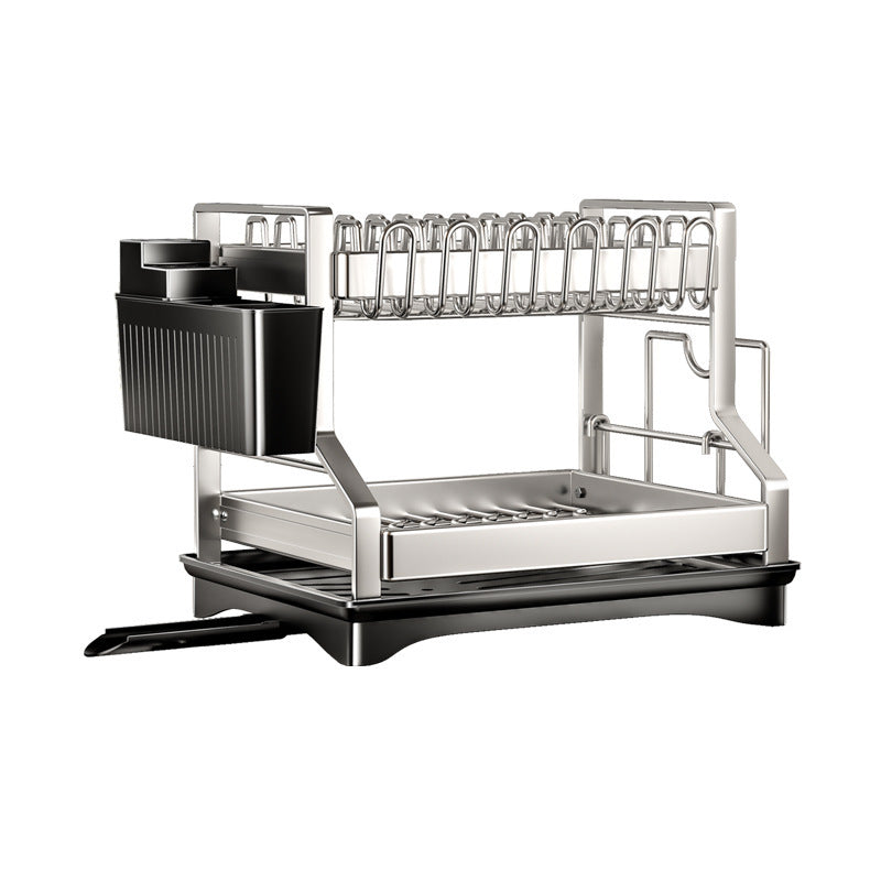 Multi-functional Stainless Steel Double-layer Dish Rack Cup Holder