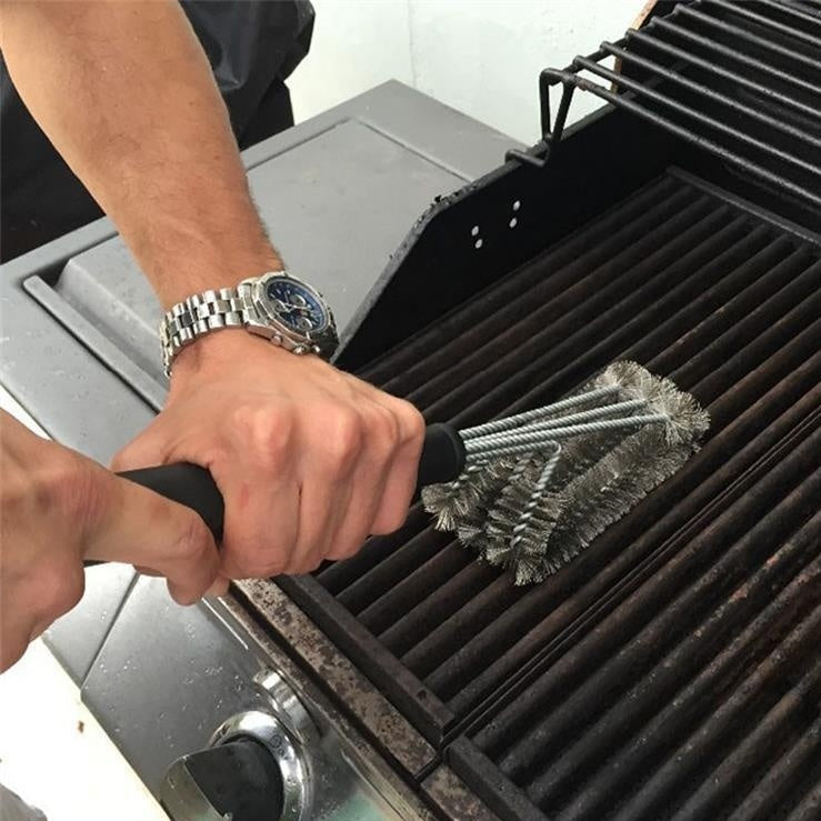 Three-Head Stainless Steel Barbecue Cleaning Brush