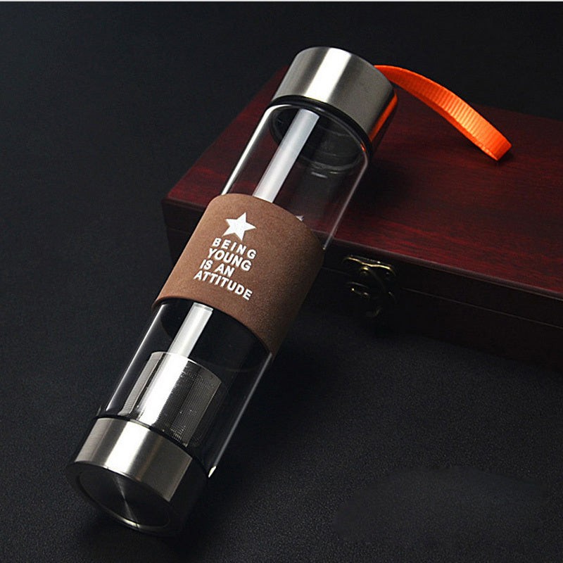 Stylish 450ml Glass Infuser Water Bottle