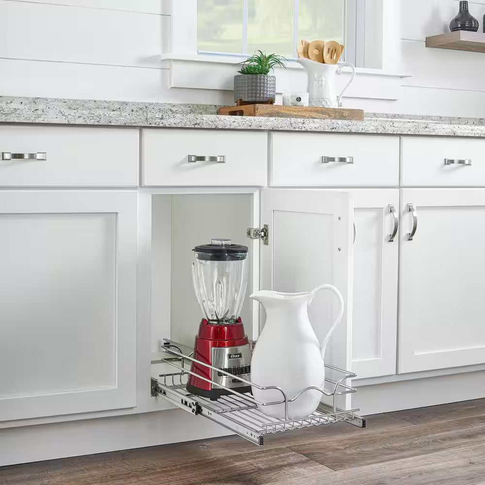 Silver Kitchen Cabinet Pull Out Shelf Organizer, 12 In. X 22 In.