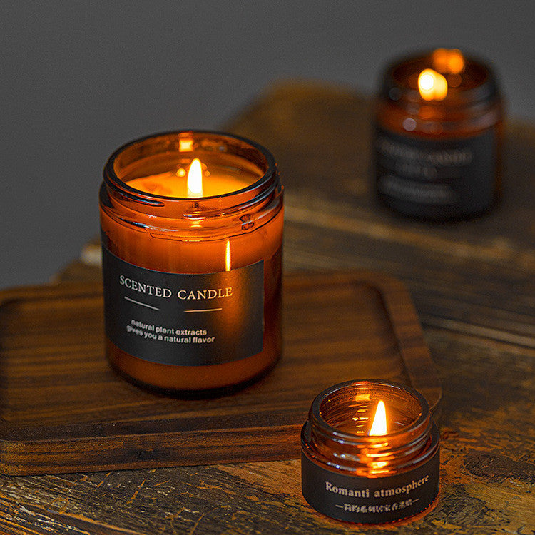 Amber Glass Scented Candle with Kraft Packaging