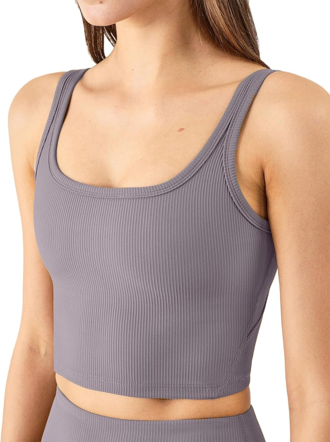 Women's Seamless Fitness Top Workout Longline Ribbed Crop