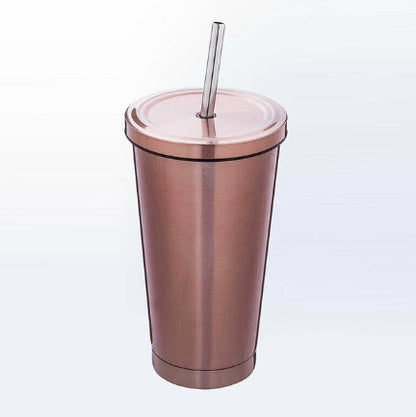 500ML Stainless Steel Empty Tumbler with Straw Lids Drinking Bottles