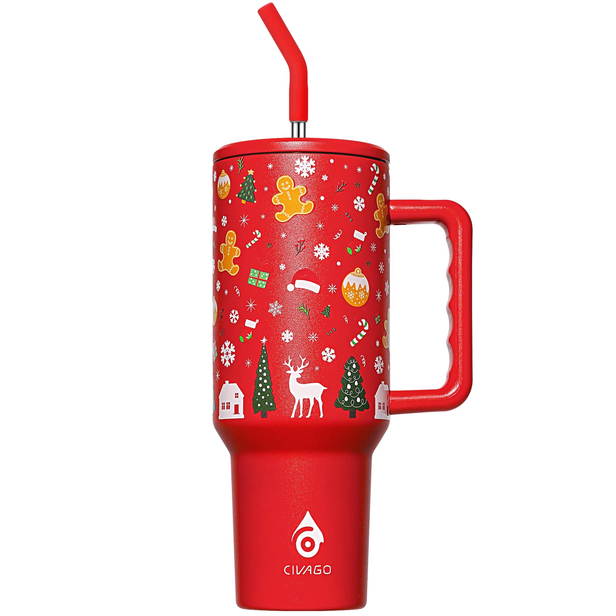 40 Oz Tumbler with Handle and Straw Lid, Insulated Stainless Steel 