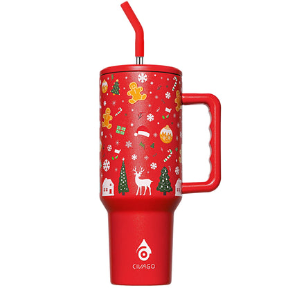 40 Oz Tumbler with Handle and Straw Lid, Insulated Stainless Steel 