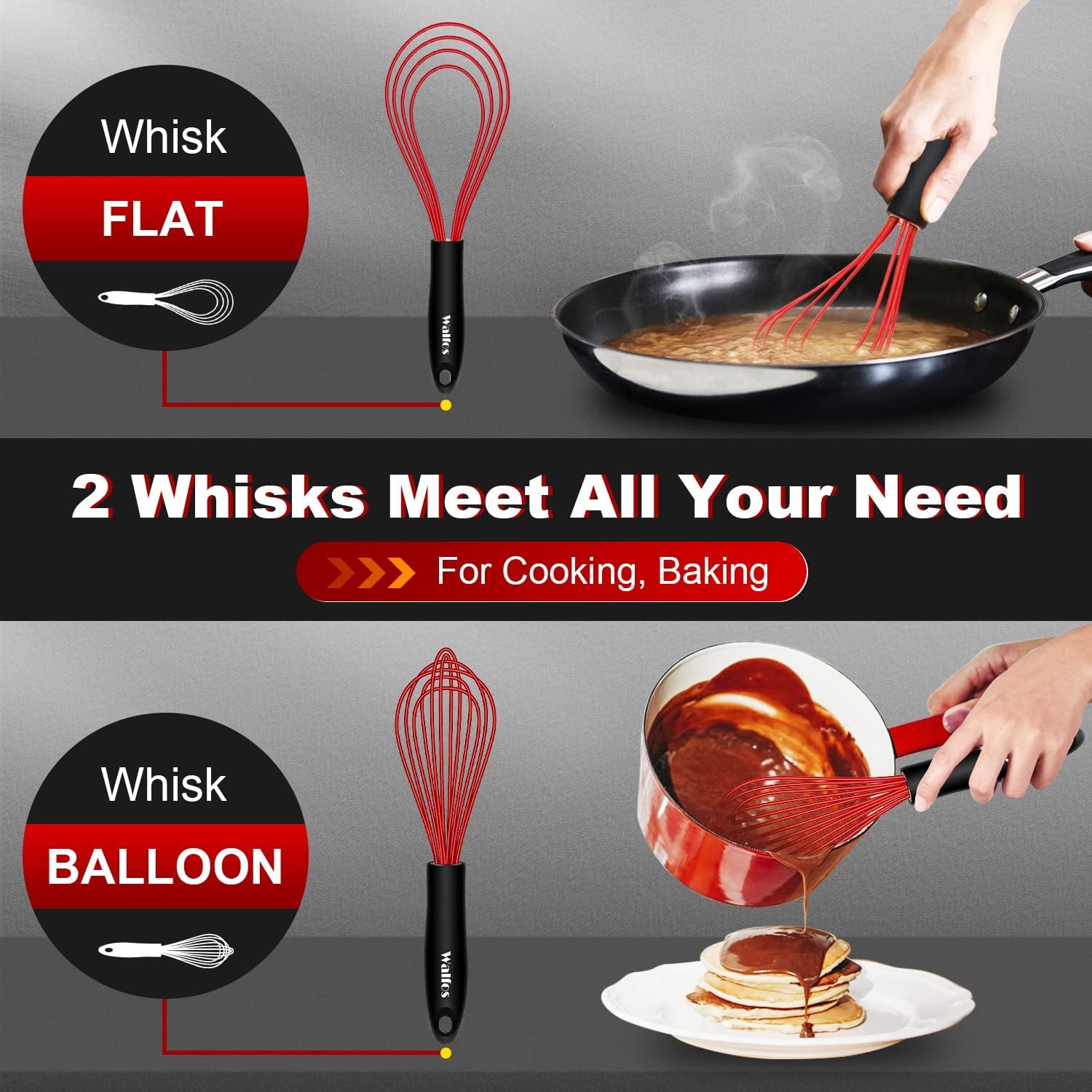 2-Piece Whisk Set – 11" Flat & 10" Balloon Whisks