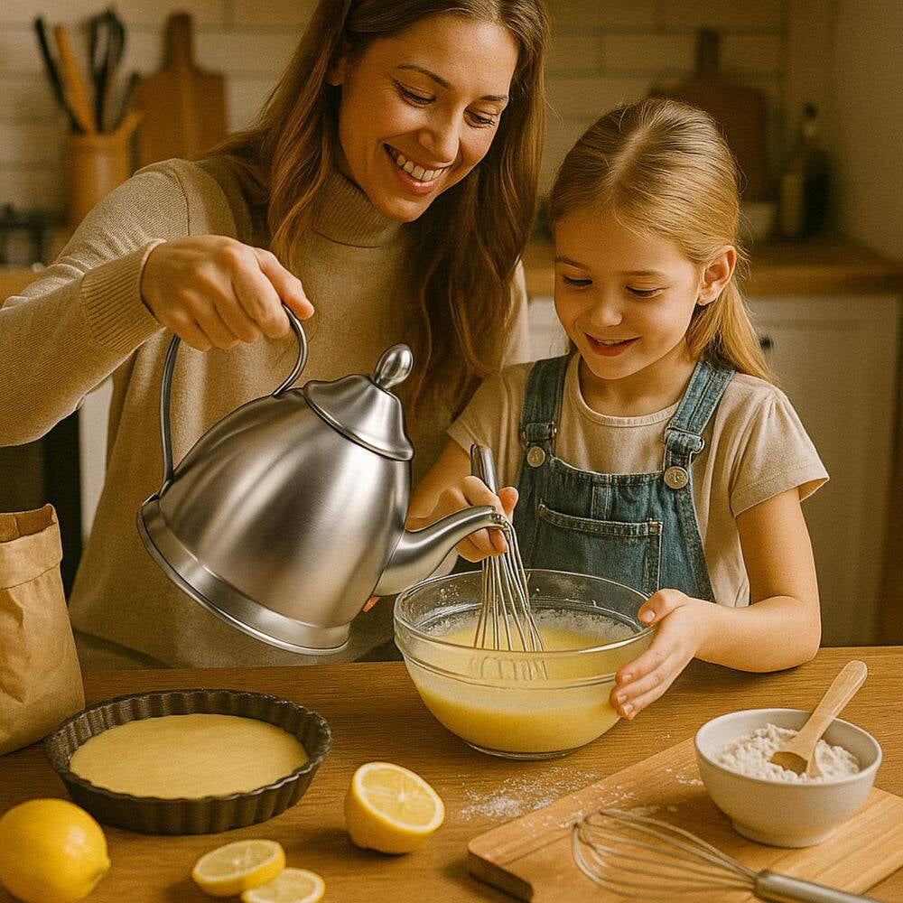 8-Cup Brushed Stainless Steel with Stainless Steel Infuser Basket Tea Kettle