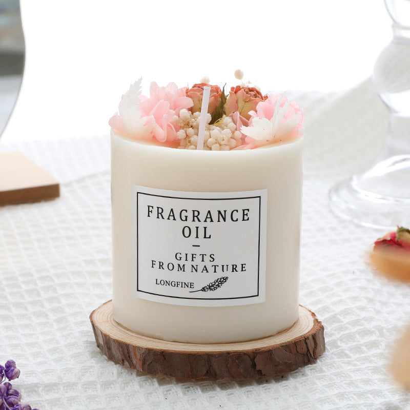 Artisan Scented Candle with Dried Flowers & Fragrance Oil