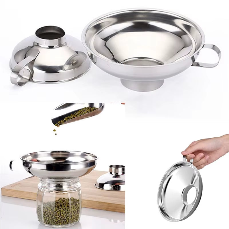 Canning Stainless Steel Wide Mouth Funnel S/L Size Hopper Transferring Oil Liquid Filter