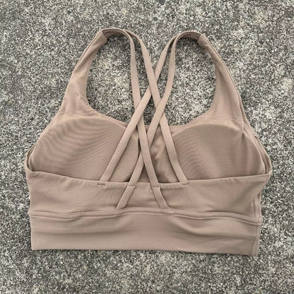 Solid Color Women Cross Back Fitness Top