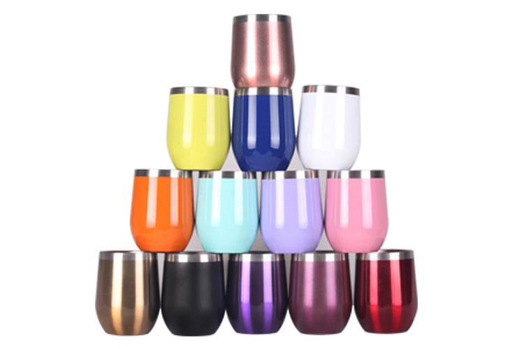 Double Stainless Steel Wine Glass – Big Belly Water Cup