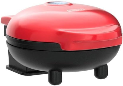 Mini Waffle Maker & Griddle 2-Pack – Compact Red Nonstick Single-Serve Cookware