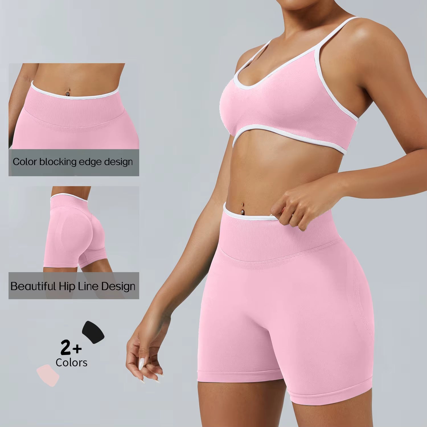 Color Blocking Sports Suit for Women, Backless Tight Yoga Suit, Quick Drying, Outdoor Running, Fitness Yoga Suit