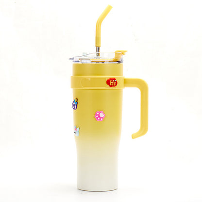 Elegant Glass Water Bottle with Straw and Easy-Grip Handle