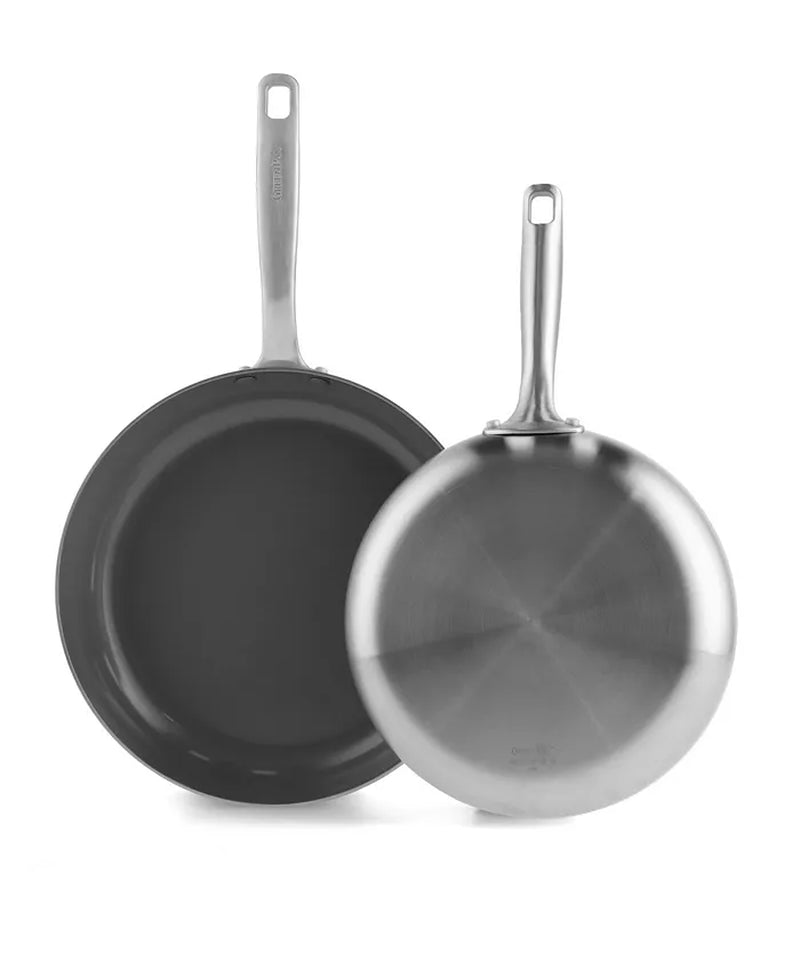 Tri-Ply Stainless Steel Ceramic Nonstick 2 Piece Frying Pan Set