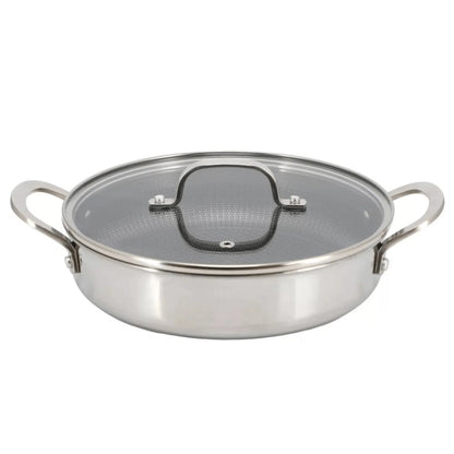 9-Inch 3-Ply Stainless Steel Nonstick Deep Fry Pan with Lid