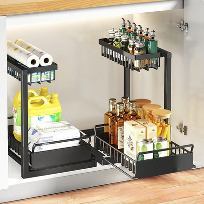 Multi-Function Pull-Out Kitchen Sink & Cabinet Rack