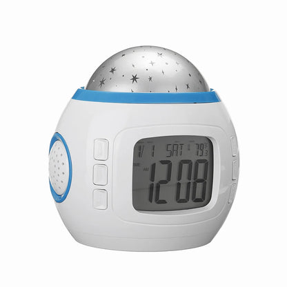 LED Projector Night Light, Digital Alarm Clock with Music 