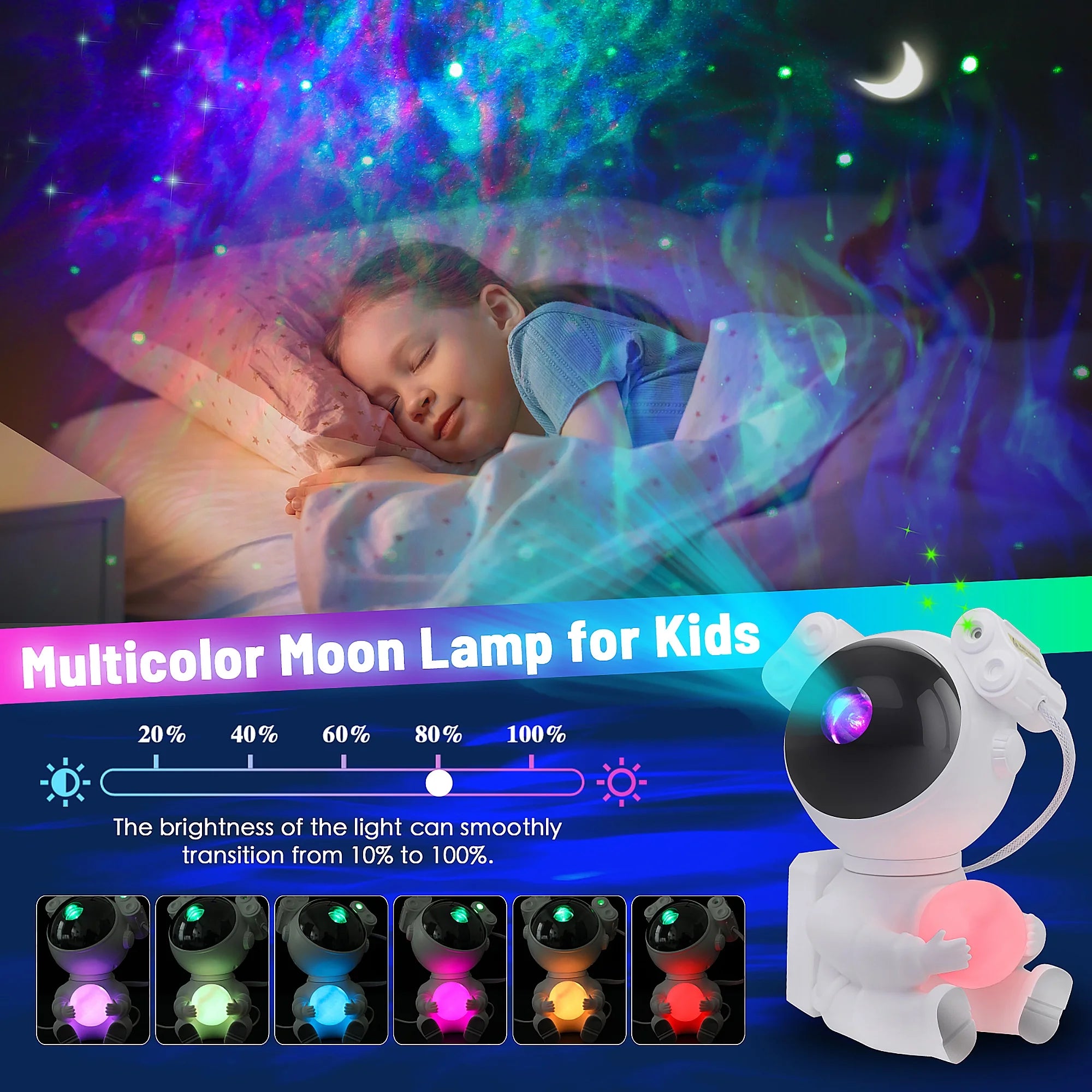 Astronaut Galaxy Projector, 2 in 1 with Moon Lamp