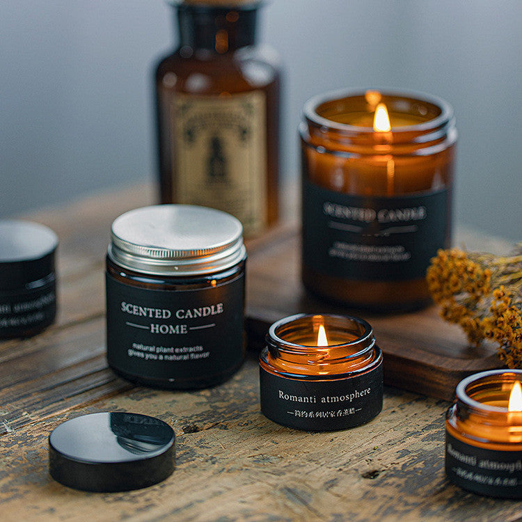 Amber Glass Scented Candle with Kraft Packaging