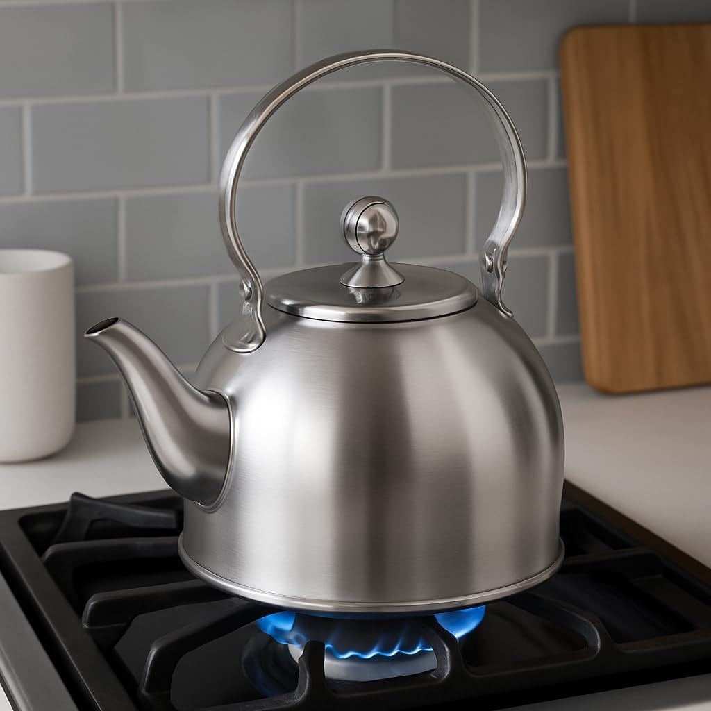 1.0 Qt Stainless Stee with Removable Infuser Basket, Compact, Durable Loose-Leaf Brewer with Flip Spout Cover, Sleek Tableware Gift